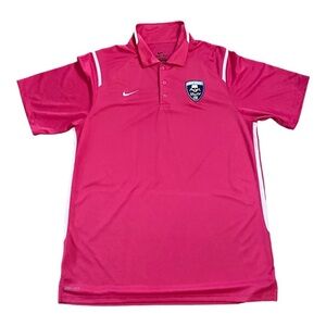 Nike Mens Pink Short Sleeve Collared Dri-Fit Athletic Polo Shirt Size Large